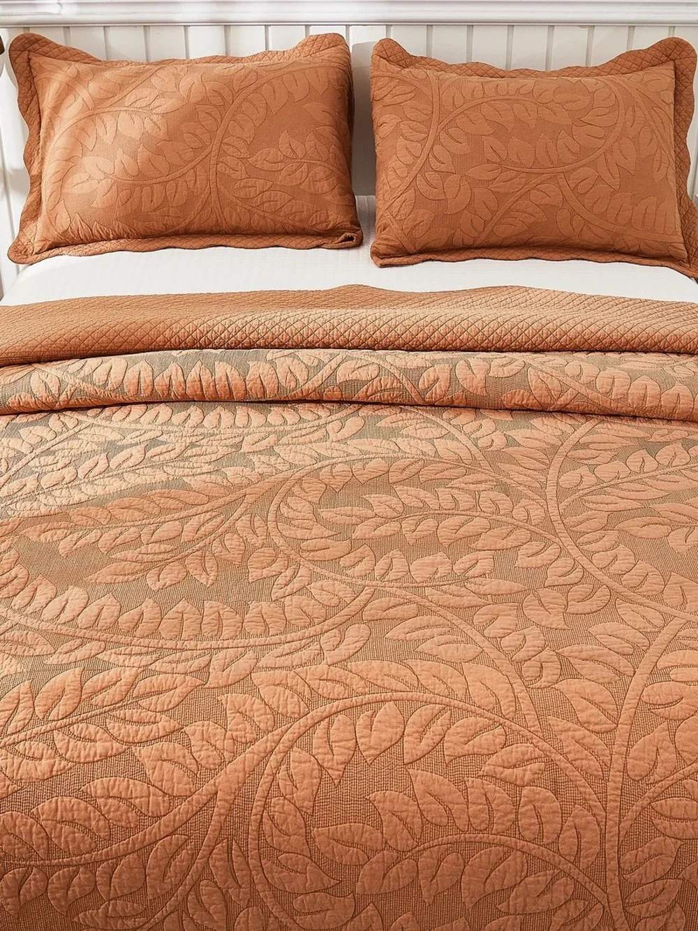 3 PIECE 100% COTTON QUILT SET, OVERSIZED QUILTED BEDSPREAD